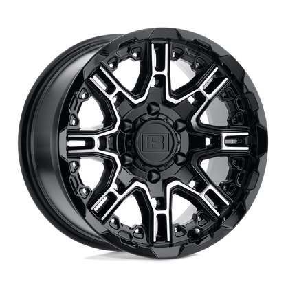 Level 8 SLINGSHOT 20X9 10 6X120/6X120 GLOSS BLACK W/ MACHINED FACE BIG X FACTOR