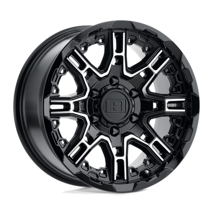 Level 8 SLINGSHOT 18X9 10 6X120/6X120 GLOSS BLACK W/ MACHINED FACE BIG X FACTOR