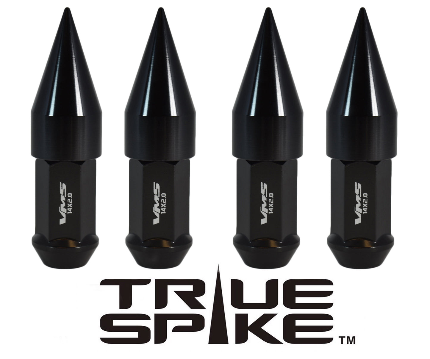 TRUE SPIKE Lug Nut Cap Aluminum-Spike 2 25mm Width 51mm Height Tip (4pc Set) LGC021