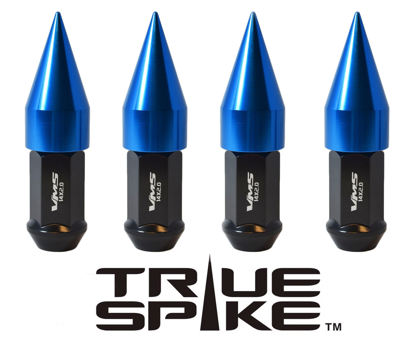 TRUE SPIKE Lug Nut Cap Aluminum-Spike 2 25mm Width 51mm Height Tip (4pc Set) LGC021