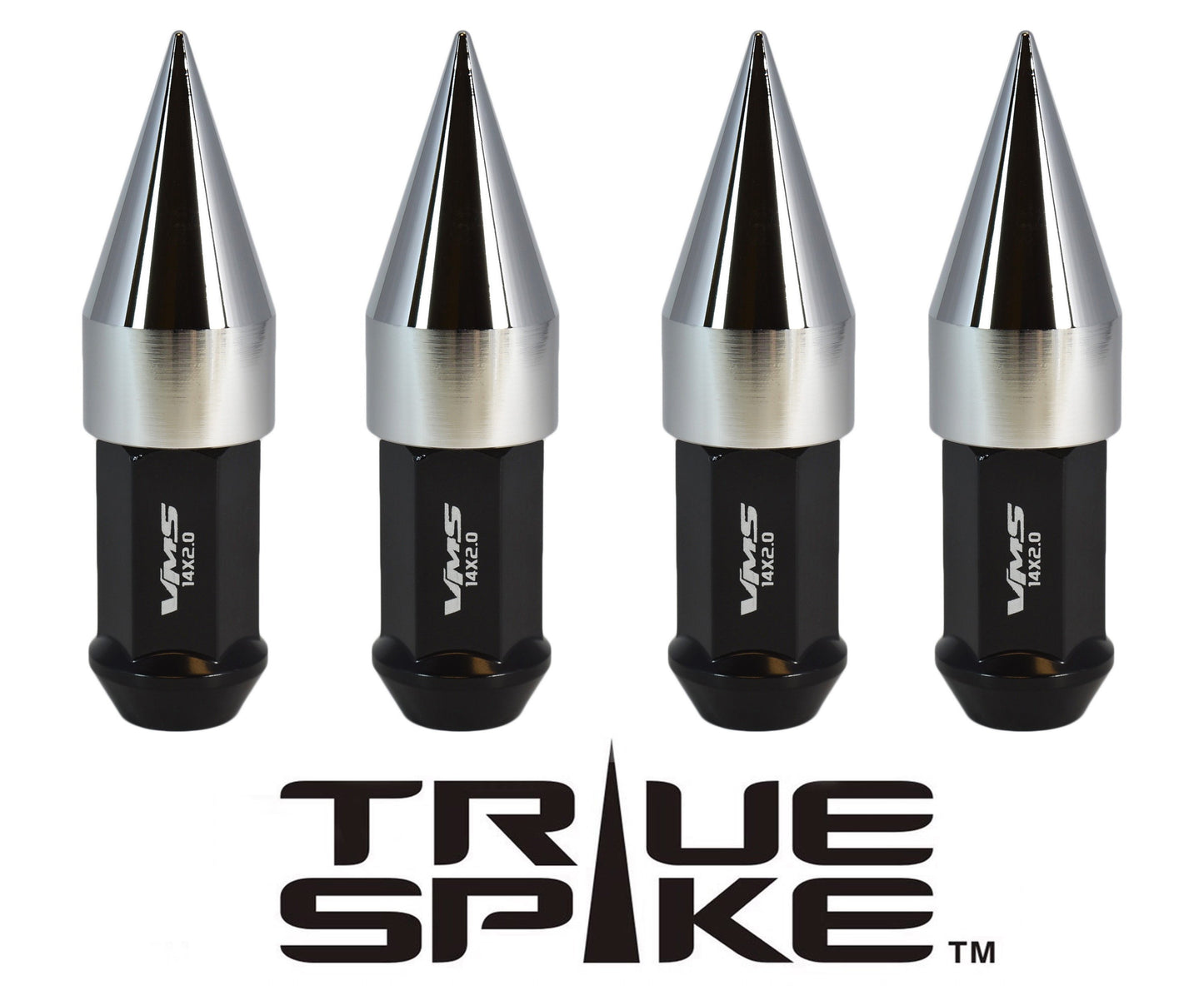 TRUE SPIKE Lug Nut Cap Aluminum-Spike 2 25mm Width 51mm Height Tip (4pc Set) LGC021