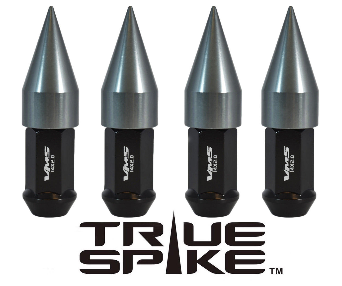 TRUE SPIKE Lug Nut Cap Aluminum-Spike 2 25mm Width 51mm Height Tip (4pc Set) LGC021