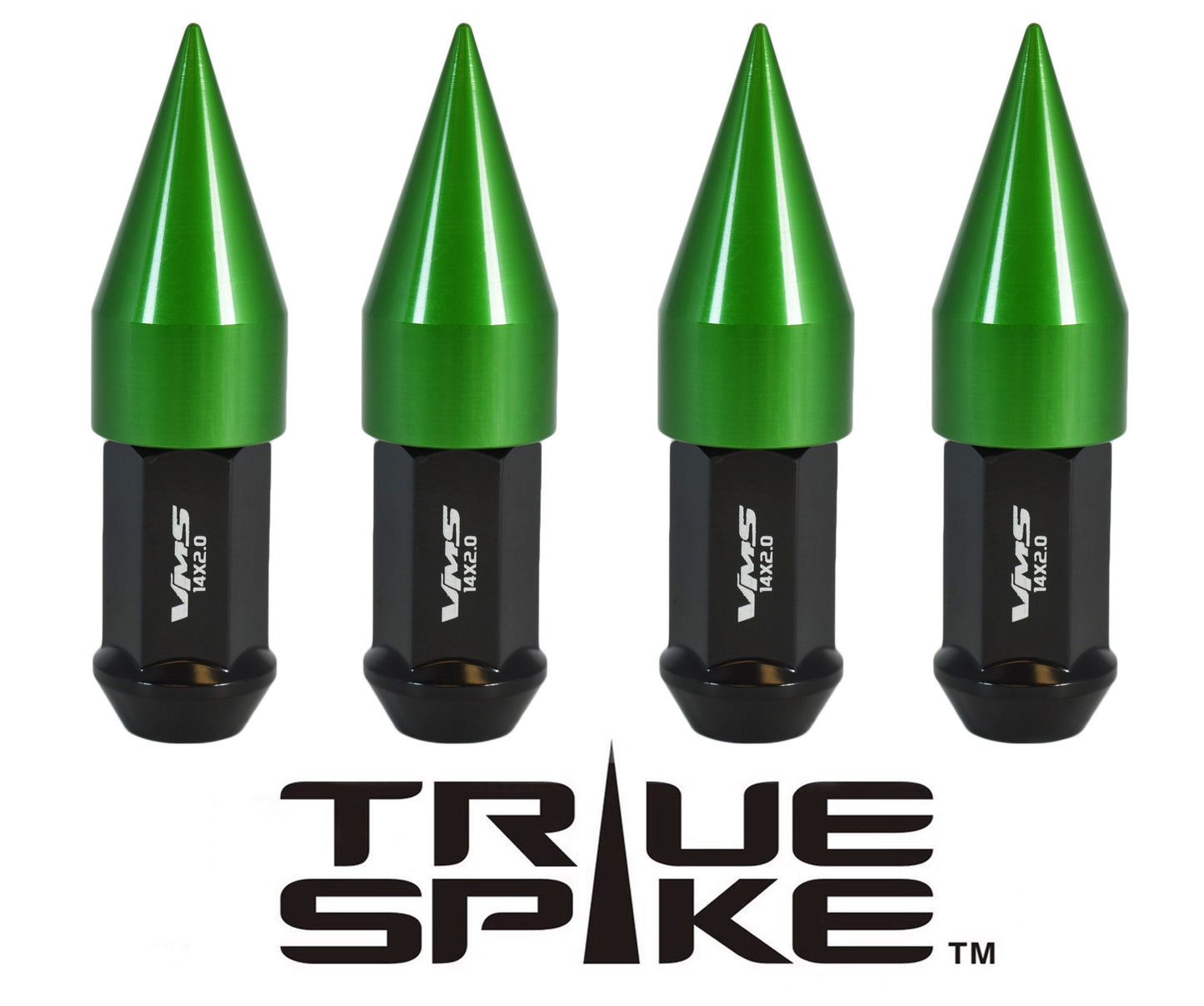 TRUE SPIKE Lug Nut Cap Aluminum-Spike 2 25mm Width 51mm Height Tip (4pc Set) LGC021
