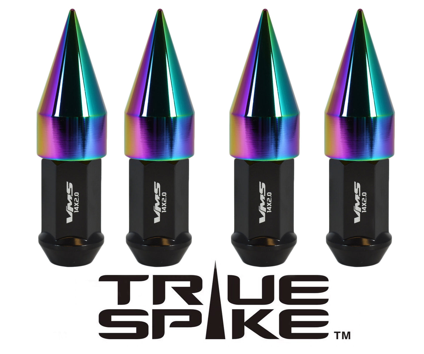 TRUE SPIKE Lug Nut Cap Aluminum-Spike 2 25mm Width 51mm Height Tip (4pc Set) LGC021