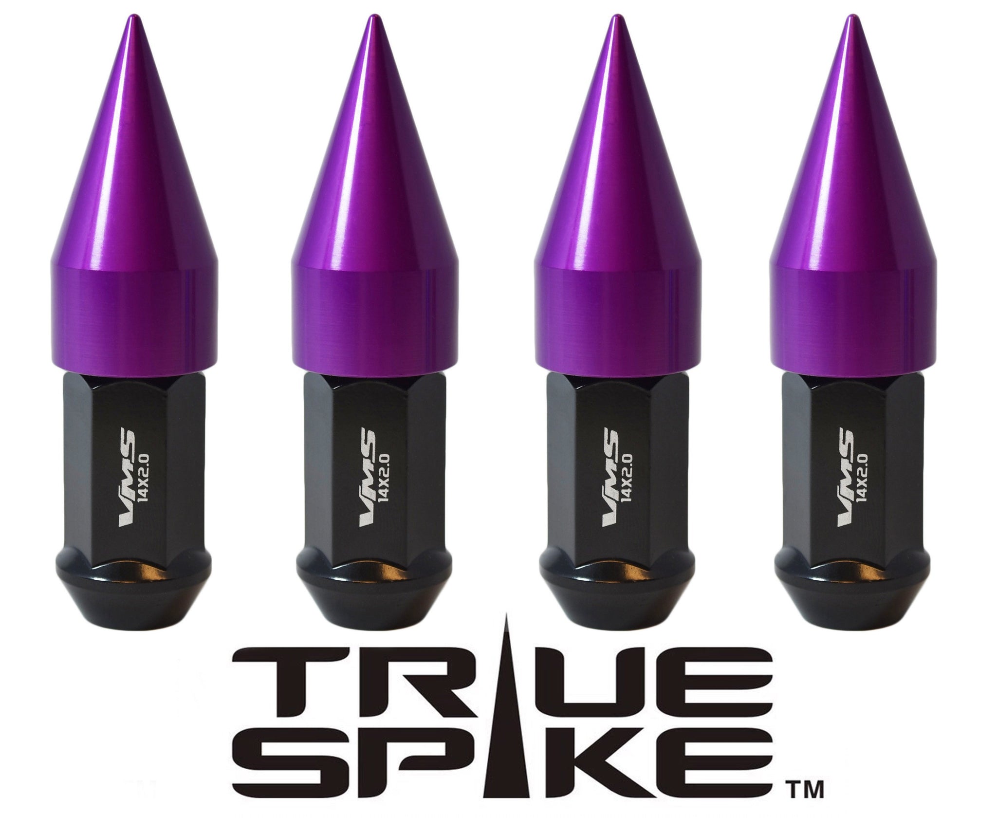 TRUE SPIKE Lug Nut Cap Aluminum-Spike 2 25mm Width 51mm Height Tip (4pc Set) LGC021