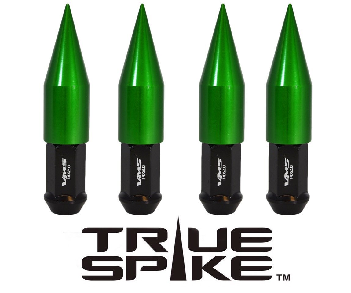 TRUE SPIKE Lug Nut Cap Aluminum -Spike 2 25mm Width 73mm Height Tip (4pc Set) LGC025