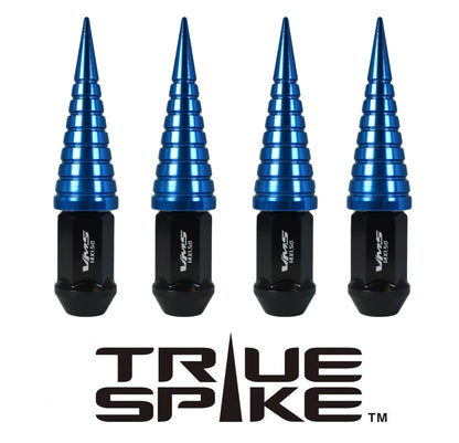 TRUE SPIKE Lug Nut Cap Aluminum -Spike W/Lines 25mm Width 73mm Height Tip (4pc Set) LGC026
