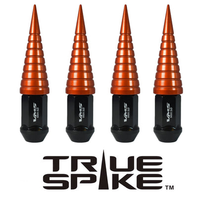 TRUE SPIKE Lug Nut Cap Aluminum -Spike W/Lines 25mm Width 73mm Height Tip (4pc Set) LGC026