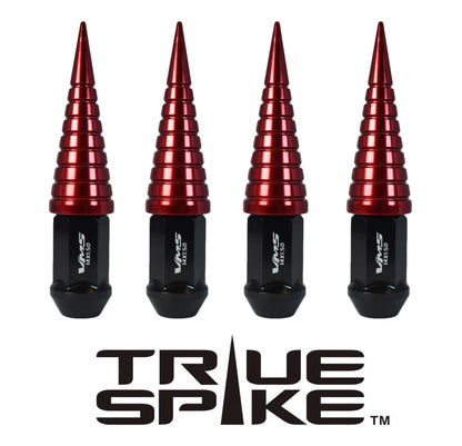 TRUE SPIKE Lug Nut Cap Aluminum -Spike W/Lines 25mm Width 73mm Height Tip (4pc Set) LGC026