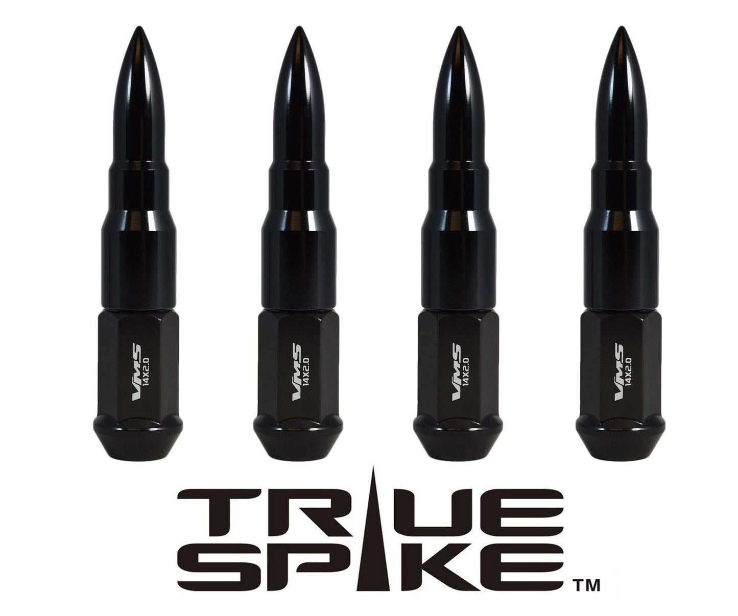 TRUE SPIKE Lug Nut Cap Aluminum -73mm Length 20mm Width Bullet (4pc Set) LGC031