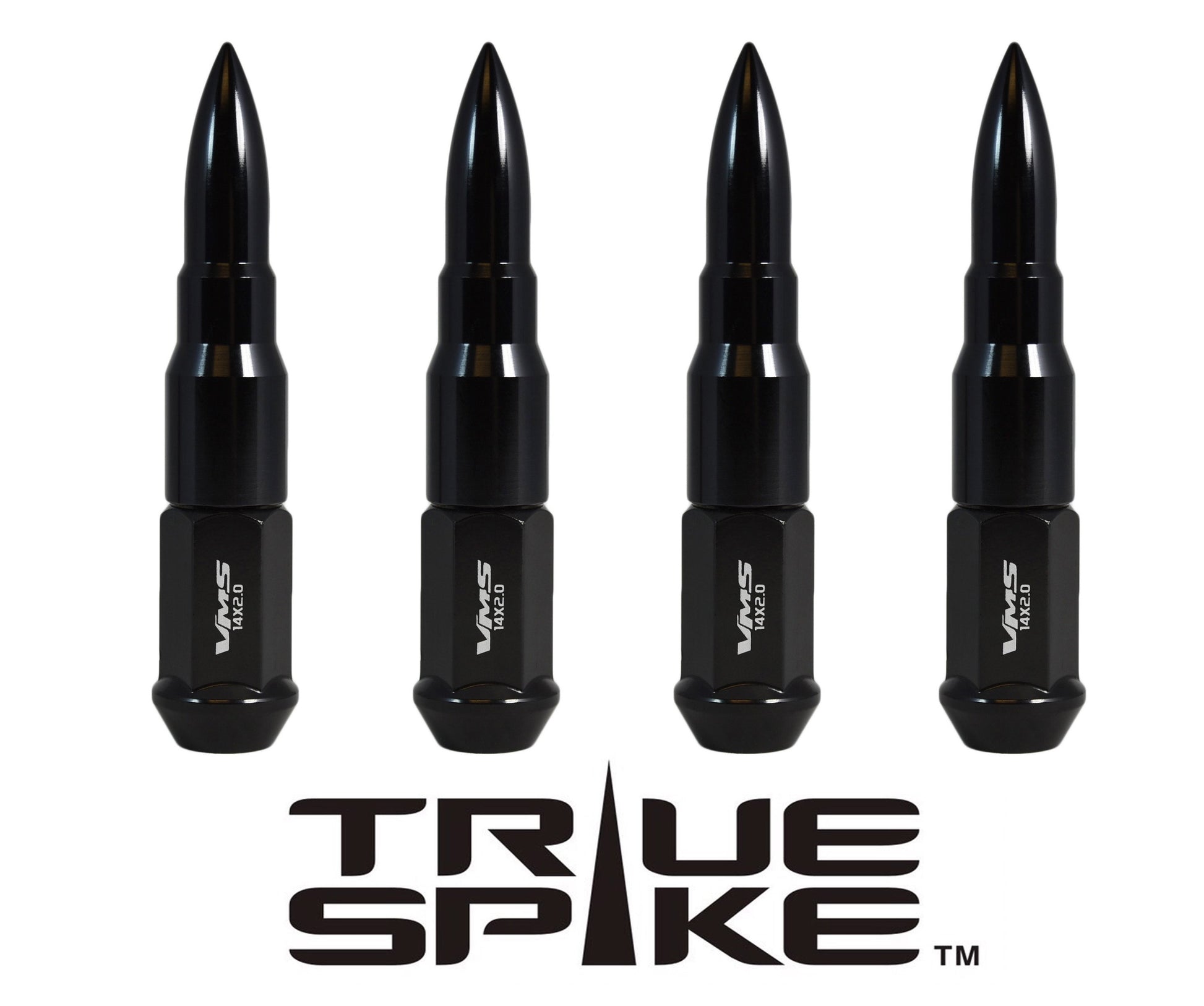 TRUE SPIKE Lug Nut Cap Aluminum -73mm Length 20mm Width Bullet (4pc Set) LGC031