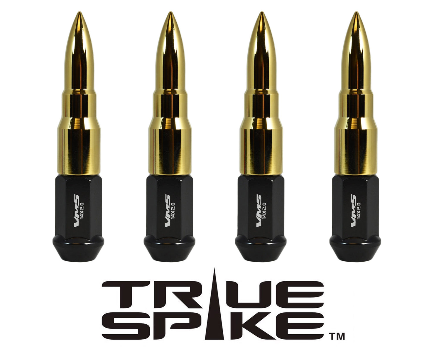 TRUE SPIKE Lug Nut Cap Aluminum -73mm Length 20mm Width Bullet (4pc Set) LGC031
