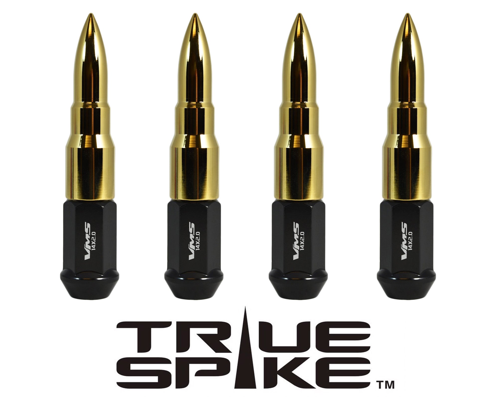 TRUE SPIKE Lug Nut Cap Aluminum -73mm Length 20mm Width Bullet (4pc Set) LGC031