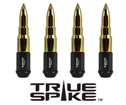 TRUE SPIKE Lug Nut Cap Aluminum -73mm Length 20mm Width Bullet (4pc Set) LGC031