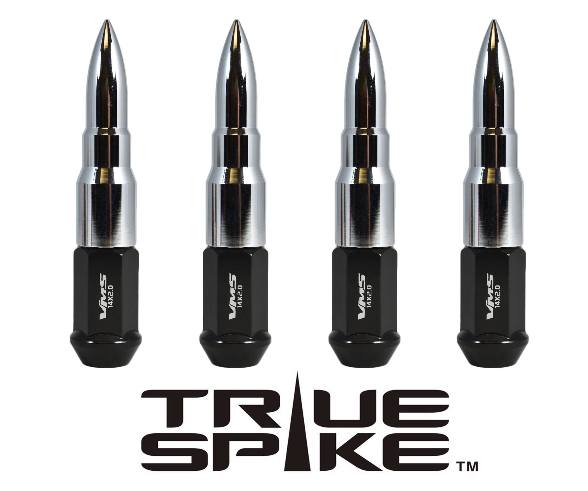 TRUE SPIKE Lug Nut Cap Aluminum -73mm Length 20mm Width Bullet (4pc Set) LGC031