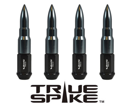 TRUE SPIKE Lug Nut Cap Aluminum -73mm Length 20mm Width Bullet (4pc Set) LGC031