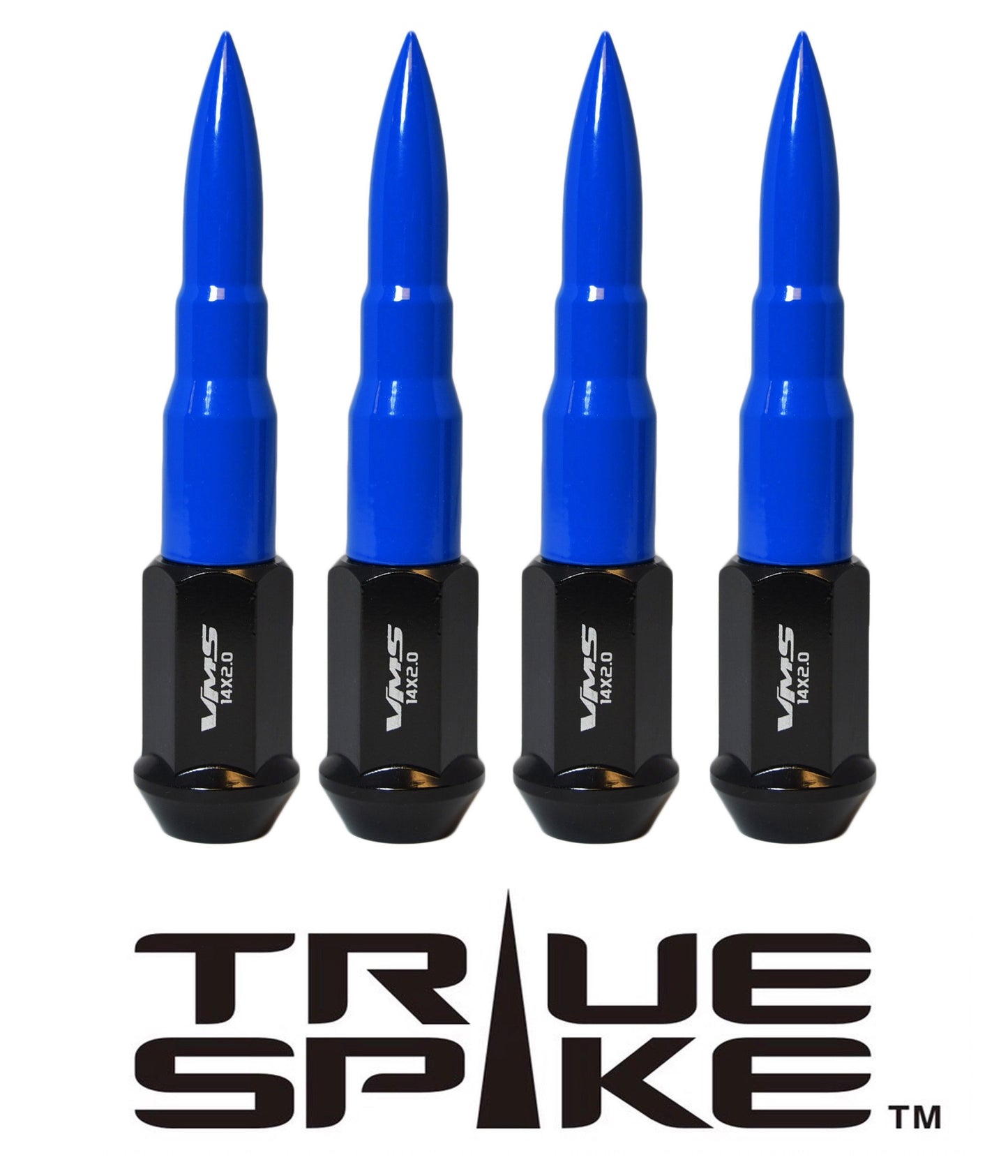 TRUE SPIKE Lug Nut Cap Aluminum -73mm Length 20mm Width Bullet (4pc Set) LGC031