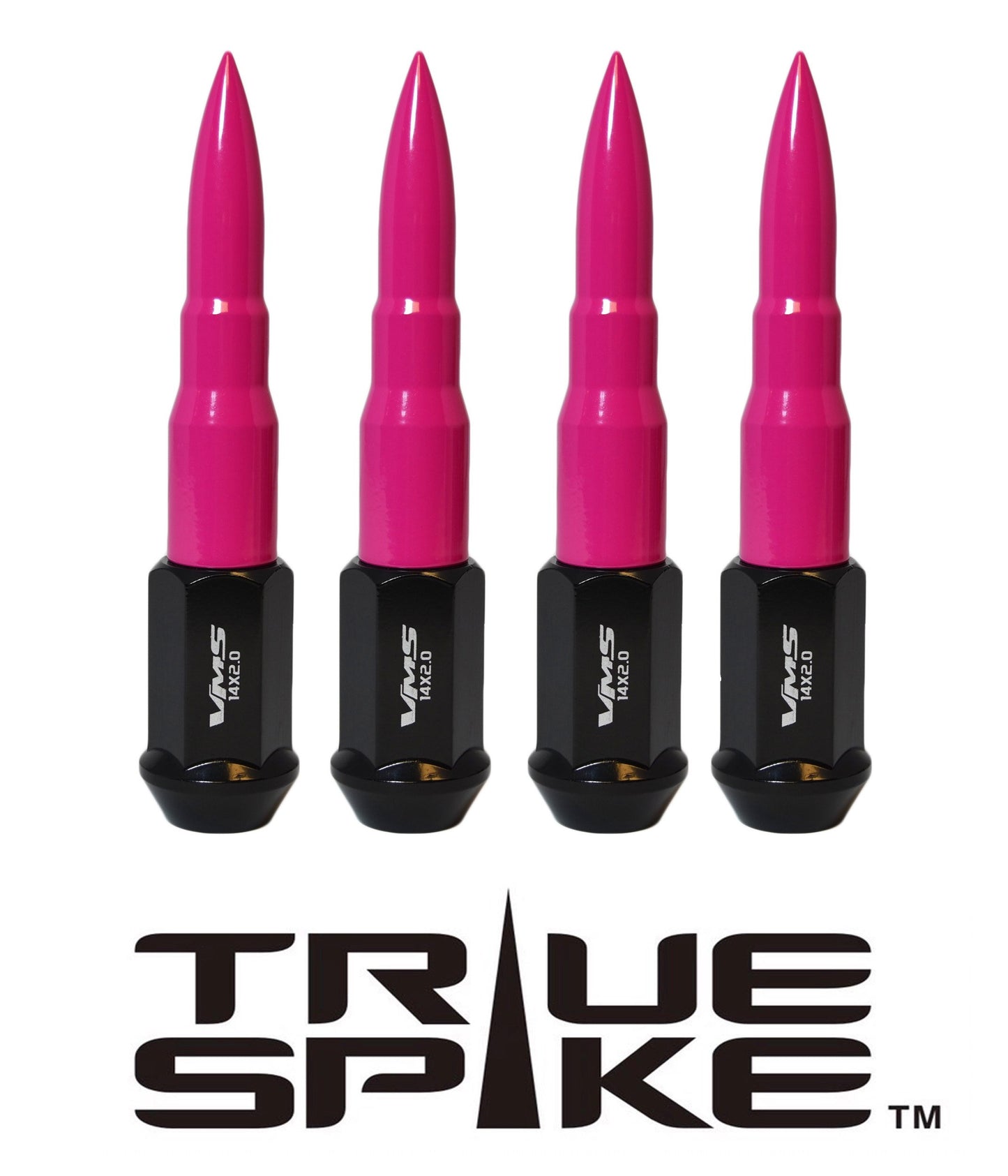 TRUE SPIKE Lug Nut Cap Aluminum -73mm Length 20mm Width Bullet (4pc Set) LGC031