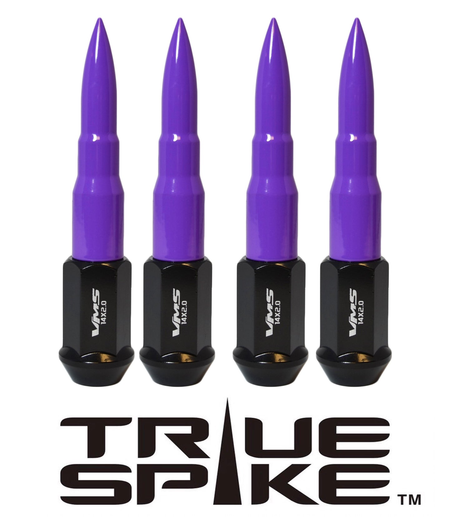TRUE SPIKE Lug Nut Cap Aluminum -73mm Length 20mm Width Bullet (4pc Set) LGC031
