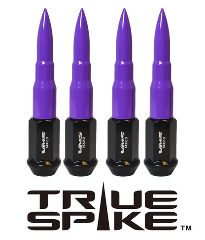 TRUE SPIKE Lug Nut Cap Aluminum -73mm Length 20mm Width Bullet (4pc Set) LGC031