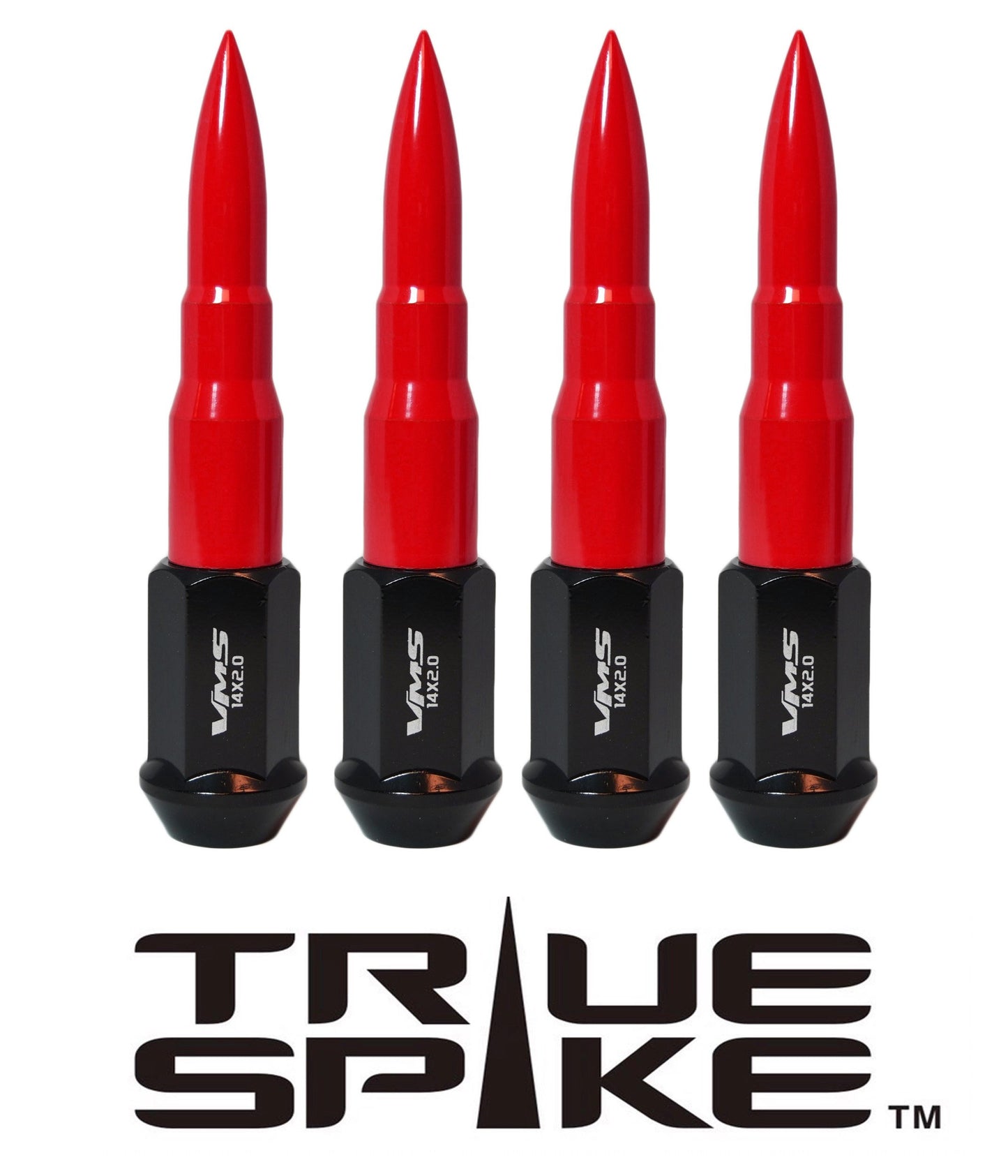 TRUE SPIKE Lug Nut Cap Aluminum -73mm Length 20mm Width Bullet (4pc Set) LGC031