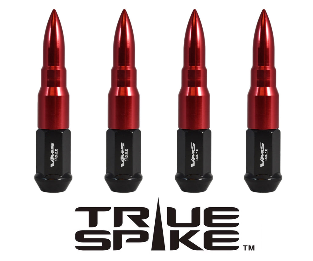 TRUE SPIKE Lug Nut Cap Aluminum -73mm Length 20mm Width Bullet (4pc Set) LGC031