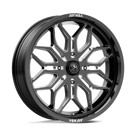 MSA OFFROAD WHEELS M47 SNIPER 22X7 10 4X156 GLOSS BLACK MILLED