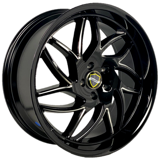 ELEGANCE MAGIC 20x8.5 35 5x114.3 Gloss Black Milled, Gloss Black Lip