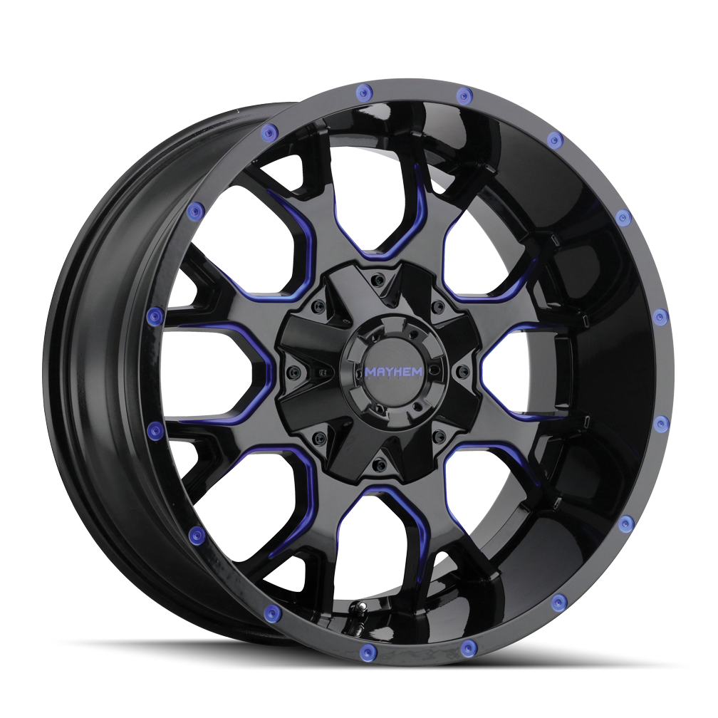 MAYHEM WARRIOR 8015 20X9 18 8x165.1/8x170 BLACK W/PRISM BLUE
