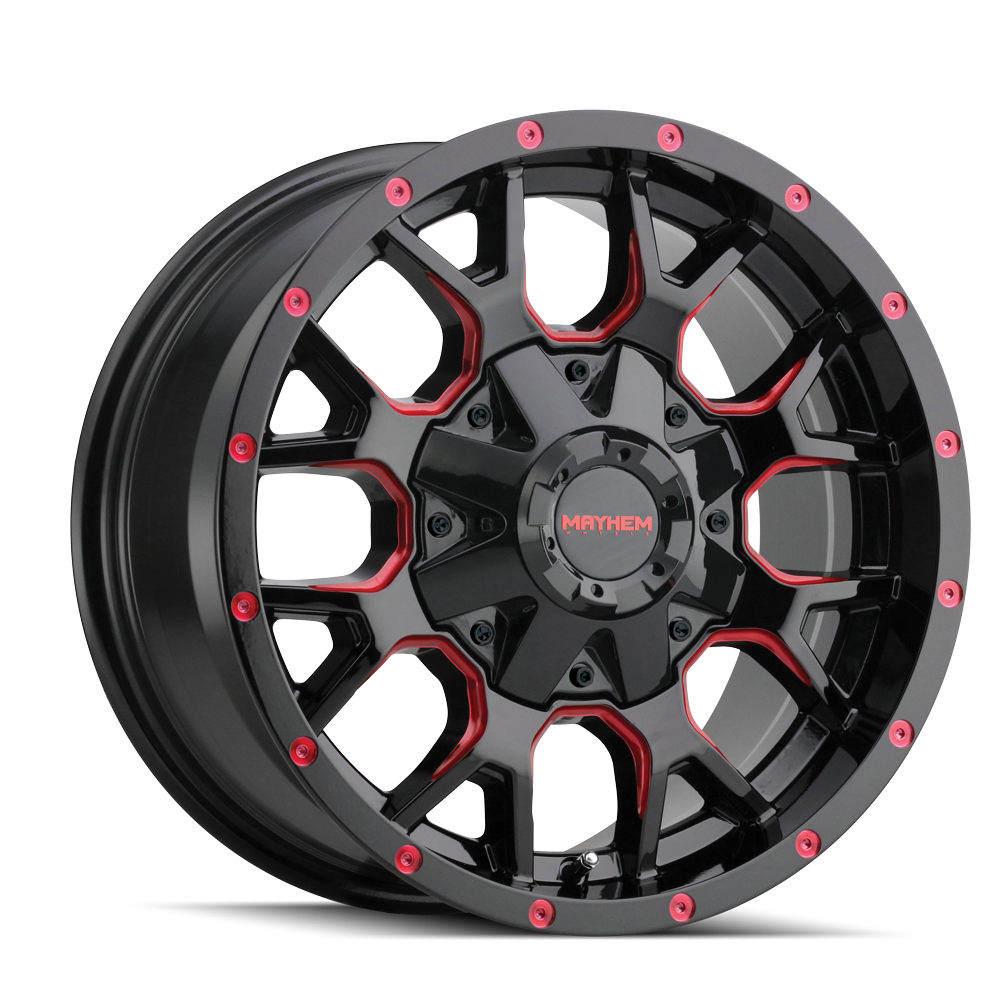 MAYHEM WARRIOR 8015 18X9 18 8x180 BLACK W/PRISM RED