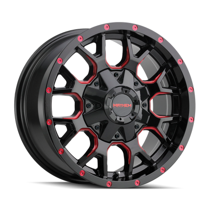 MAYHEM WARRIOR 8015 18X9 18 8x180 BLACK W/PRISM RED