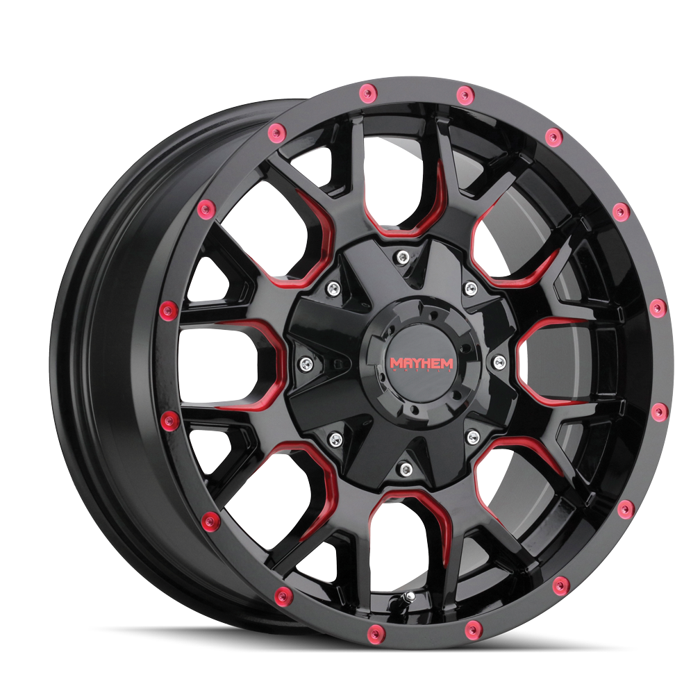 MAYHEM WARRIOR 8015 17X9 18 6x135/6x139.7 BLACK W/PRISM RED