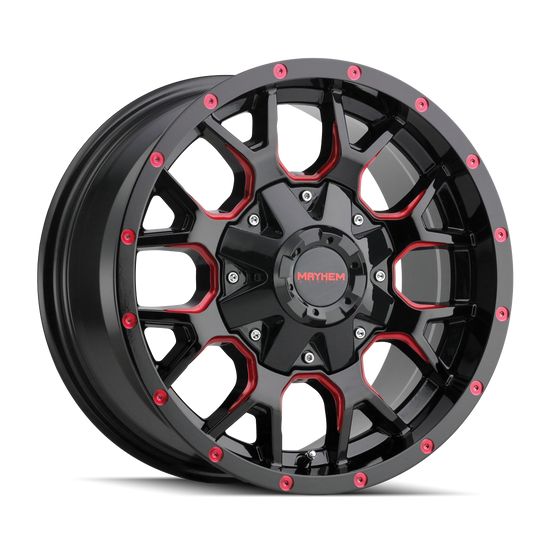 MAYHEM WARRIOR 8015 18X9 18 5x139.7/5x150 BLACK W/PRISM RED