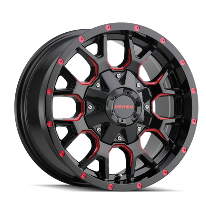MAYHEM WARRIOR 8015 17X9 18 8x165.1/8x170 BLACK W/PRISM RED