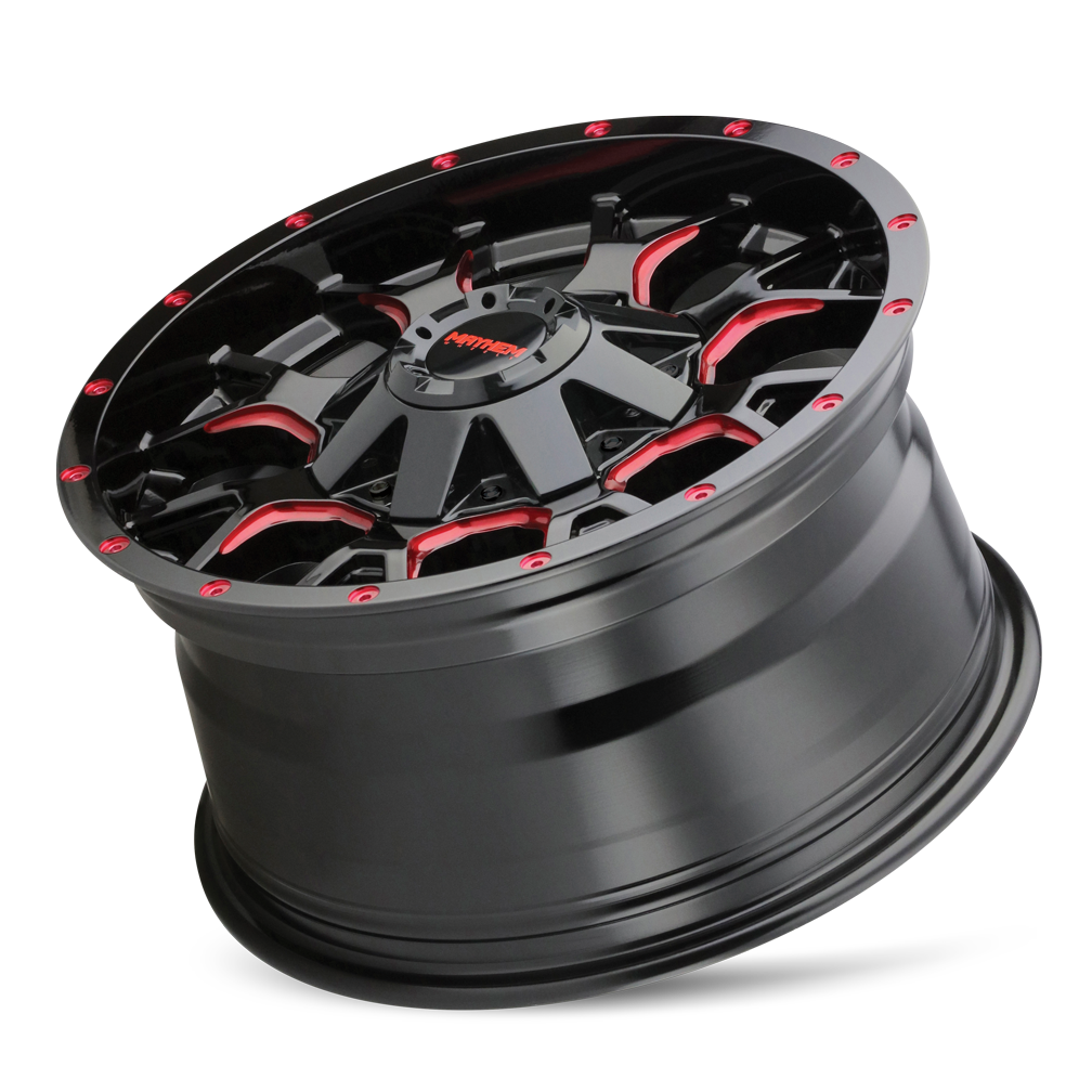 MAYHEM WARRIOR 8015 18X9 18 8x180 BLACK W/PRISM RED