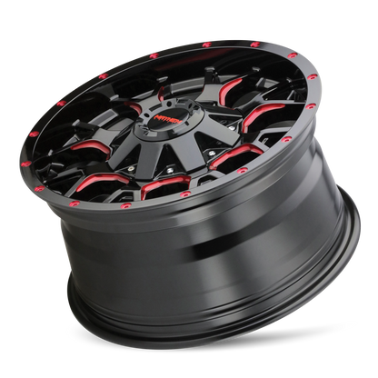 MAYHEM WARRIOR 8015 20X9 18 5x139.7/5x150 BLACK W/PRISM RED