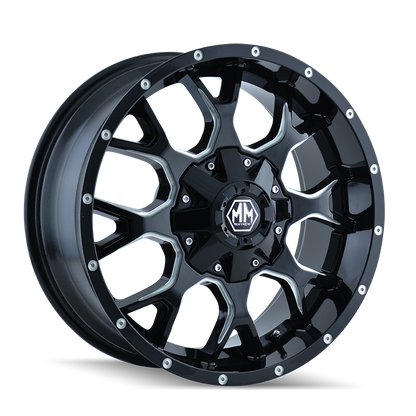 MAYHEM WARRIOR 8015 20X9 18 5x150/5x139.7 BLACK W/MILLED SPOKES