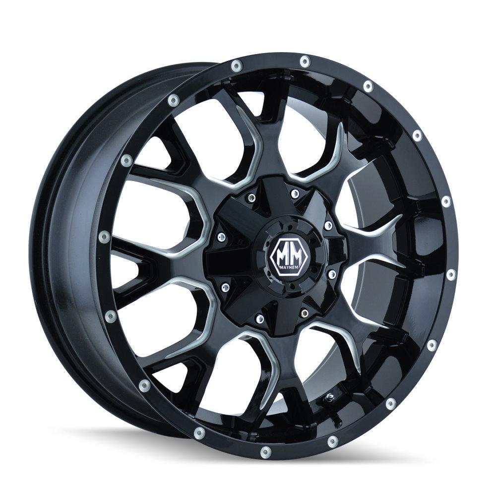 SET OF 4 | Mayhem 8015 Warrior 20x10 -25 6x135/6x139.7(6x5.5 | 35x12.50R20 Kenda KR601 CHEVY LIFTED