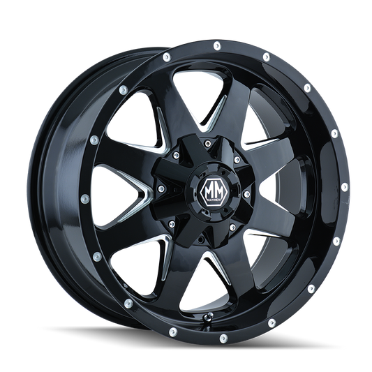 MAYHEM TANK 8040 17X9 18 5x127/5x139.7 BLACK W/MILLED SPOKES