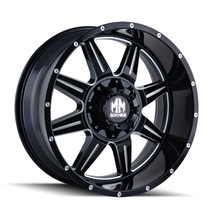 MAYHEM MONSTIR 8100 18X9 -12 5x150/5x139.7 BLACK W/MILLED SPOKES
