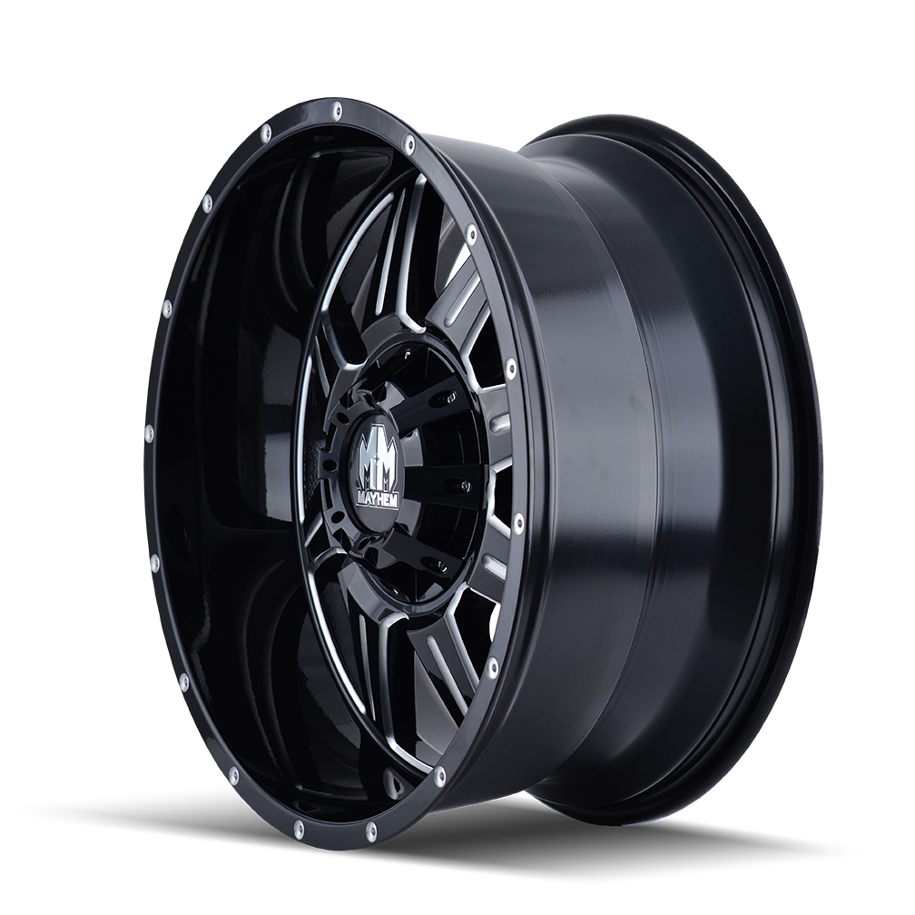 MAYHEM MONSTIR 8100 18X9 -12 5x150/5x139.7 BLACK W/MILLED SPOKES