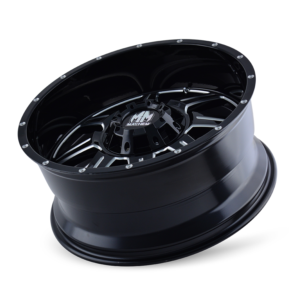 MAYHEM MONSTIR 8100 18X9 -12 5x150/5x139.7 BLACK W/MILLED SPOKES