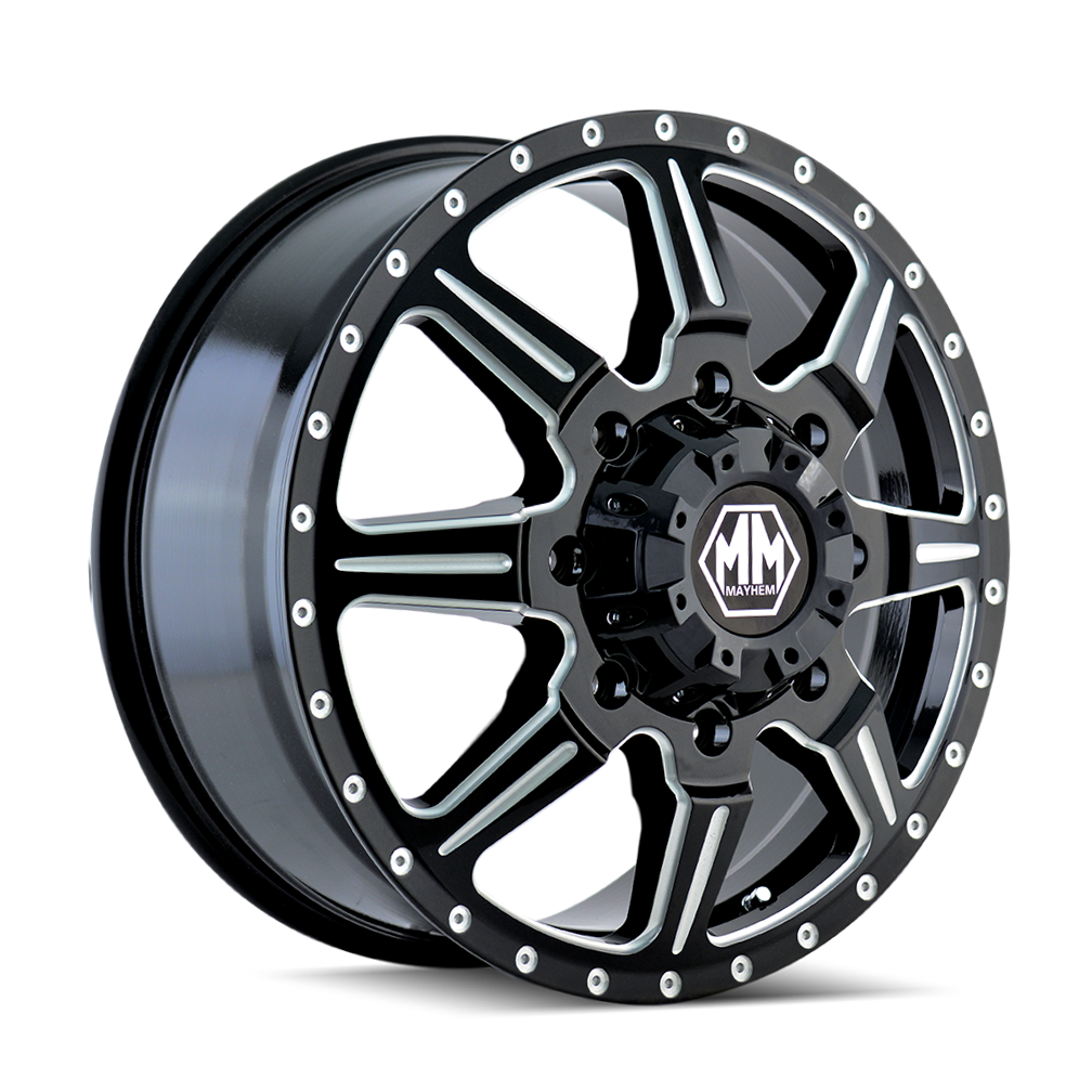 MAYHEM MONSTIR 8101 19.5X6.75 102 8x165.1 FRONT BLACK/MILLED SPOKES