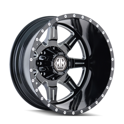 MAYHEM MONSTIR 8101 17X6.5 -140 8x200 REAR BLACK/MILLED SPOKES