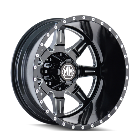 MAYHEM MONSTIR 8101 17X6.5 -140 8x165.1 REAR BLACK/MILLED SPOKES