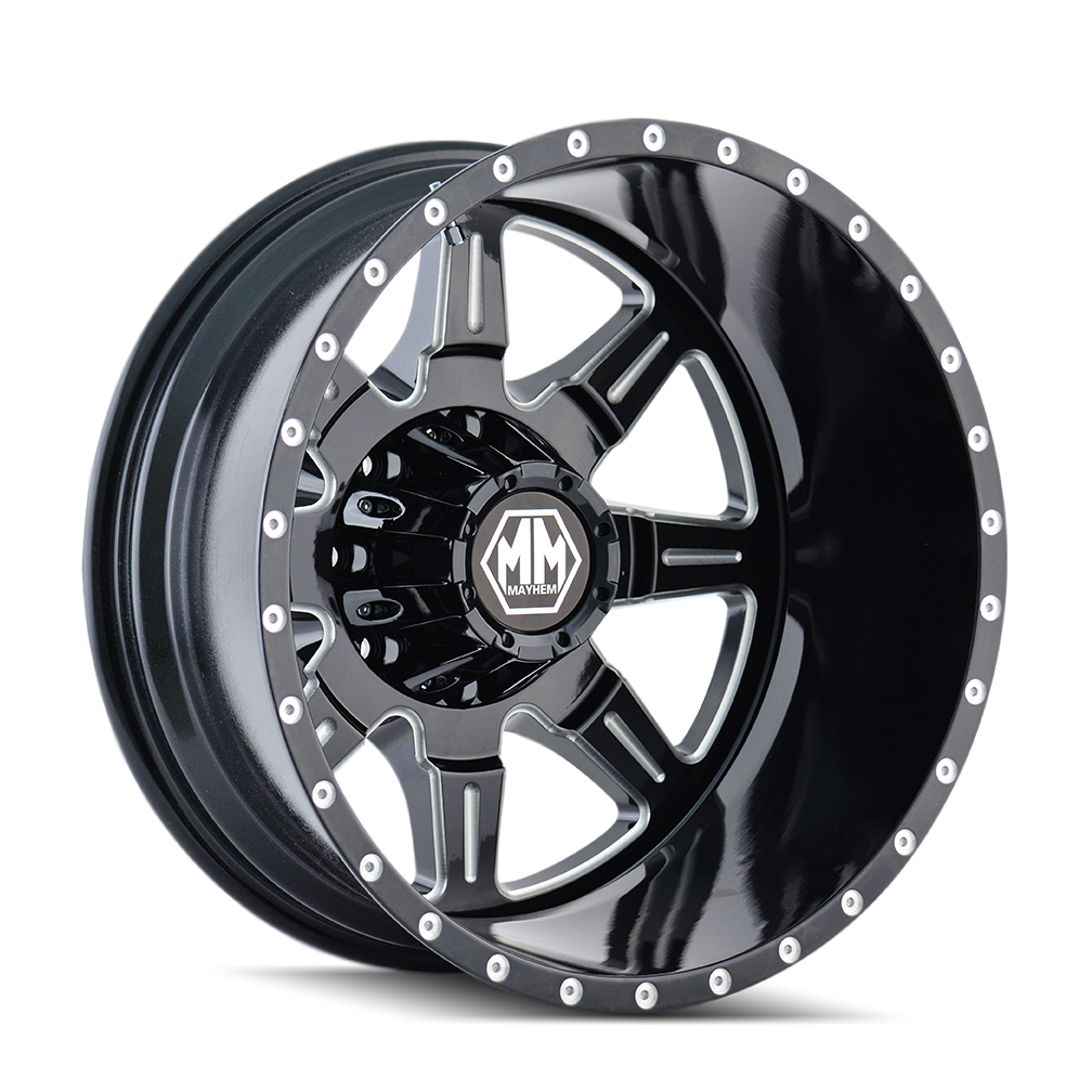 MAYHEM MONSTIR 8101 19.5X6.75 -143 8x170 REAR BLACK/MILLED SPOKES