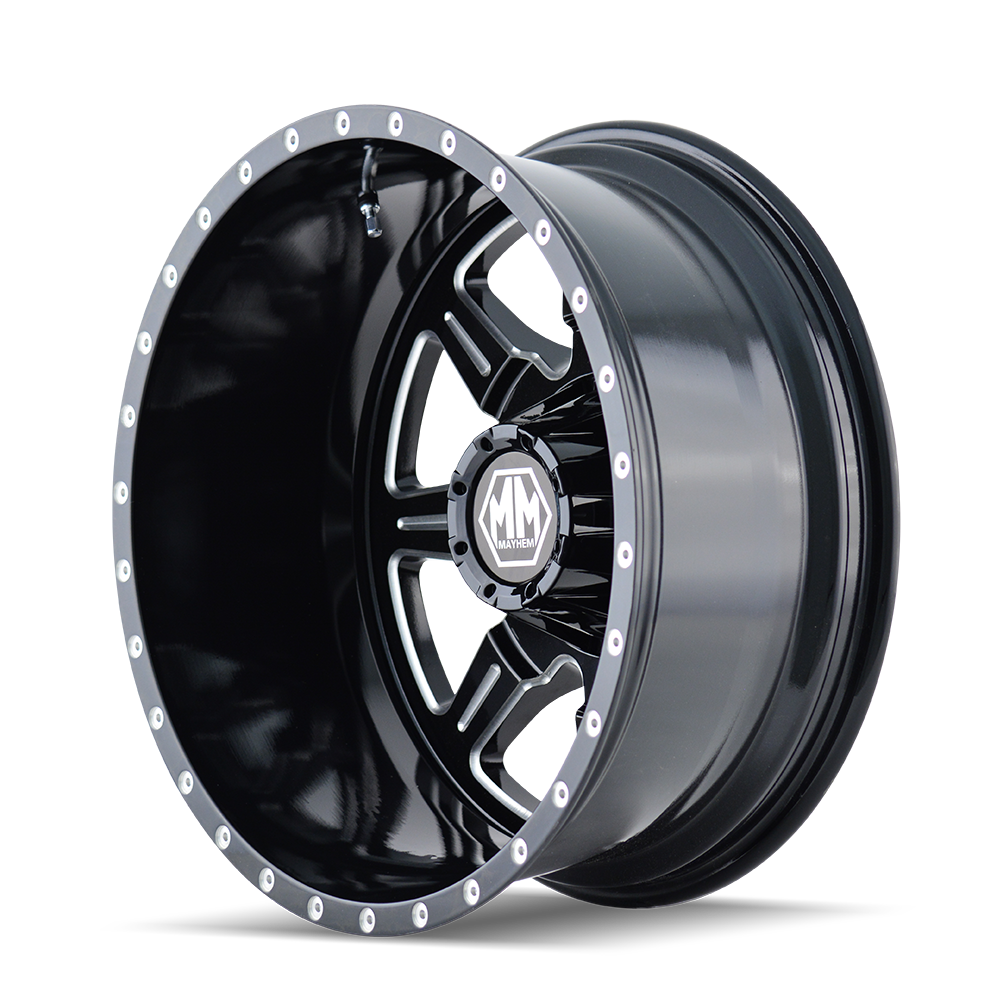 MAYHEM MONSTIR 8101 17X6.5 -140 8x200 REAR BLACK/MILLED SPOKES