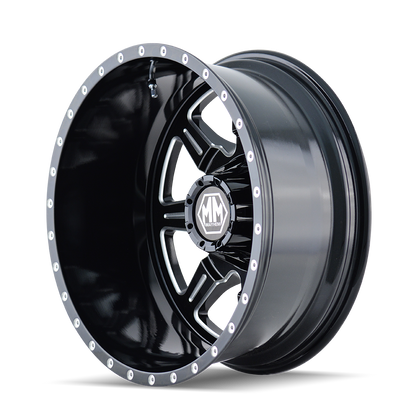 MAYHEM MONSTIR 8101 17X6.5 -140 8x200 REAR BLACK/MILLED SPOKES