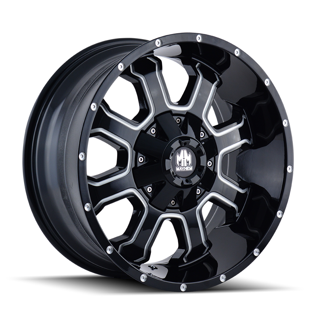 MAYHEM FIERCE 8103 22x12 -44 6x135/6x139.7 GLOSS BLACK/MILLED SPOKES
