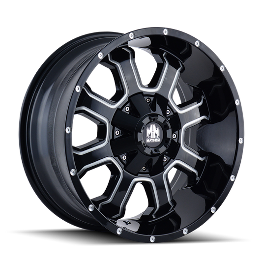 MAYHEM FIERCE 8103 17x9 -12 5x127/5x139.7 GLOSS BLACK/MILLED SPOKES